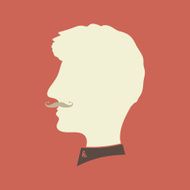 Hipster silhouette head on colored background N2
