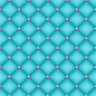 Seamless glam turquoise silk quilted background with pink diamond pins