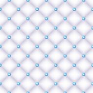 Seamless glam white silk quilted background with sapphire pins