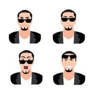 Flat Men Avatars Faces Icons Set Characters Vector Business People