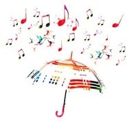 Musical background with umbrella