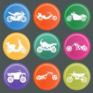 Set of nine motorbikes icons N2