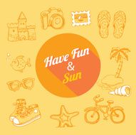 set of sketch vector hand drawn icons for beach eps N2