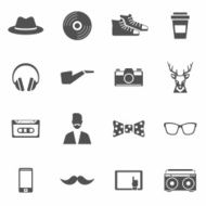 Hipster Black Icons Set N2