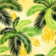 Vector illustration Seamless color palm leaves and fruit pattern N5