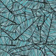 Doodling hand drawn seamless background with colorful feathers N2