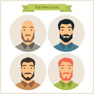 Flat Men Characters Circle Icons Set
