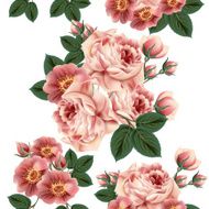 Seamless wallpaper pattern with roses in retro style