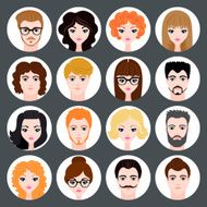 Vector set of stylish avatars girls and guys