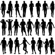 Black silhouettes of beautiful mans and womans N24