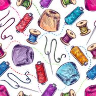 spools of thread and needles
