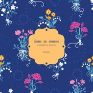 Fresh flower bouquets frame seamless pattern background