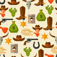 Wild west seamless pattern with cowboy objects and design elements N4