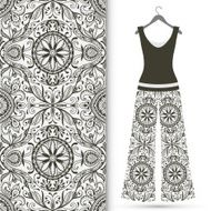 Fashion seamless geometric pattern women&#039;s blouse and trousers on hanger