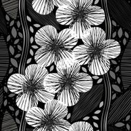 Monochrome seamless pattern of abstract flowers N8
