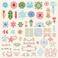 Hand drawn dingbats design elements color set Vector illustration N2