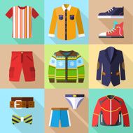 Flat Clothing Icons Set for Men N2