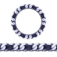 Silver chain with black fabric ribbon vector brush