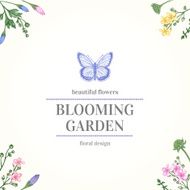 Frame with garden flowers