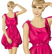 Vector Surprised Blonde in Pink Dress N15