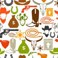 Wild west seamless pattern with cowboy objects and design elements N5