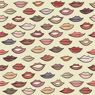 Seamless pattern with colored lips