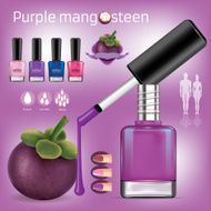 Nail polish bottle with purple mangosteen