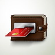 Brown leather wallet atm bank machine