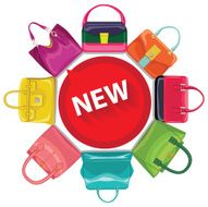 Colored fashion women&#039;s handbag Circle composition