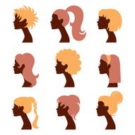 Women silhouettes icon set