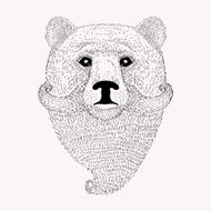Sketch Bear with a beard and moustache Hand drawn vector