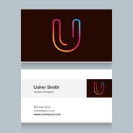 Logo alphabet letter &quot;U&quot; with business card template