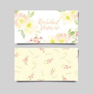 Vector invitation card with watercolor flowers Bridal shower N10