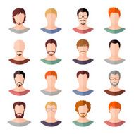 Avatars of men in modern flat design