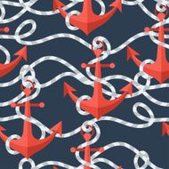 Nautical seamless pattern with anchors and rope N2
