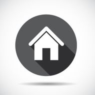 Home Flat Icon with long Shadow Vector Illustration