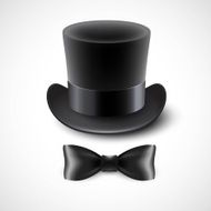 Vintage top hat and a bow tie Vector illustration