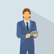 Businessman Wear Elegant Fashion Suit Hold Tablet Business Man