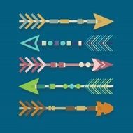 Abstract colorful tribal arrows set on blue background N2