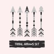 Abstract gray tribal arrows set on pink background N2