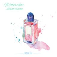 Watercolor perfume bottle Fashion illustration Vector N4