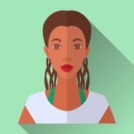 Flat style square shaped female character icon with shadow N27