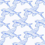 Flying Fish Seamless Vector Pattern N3