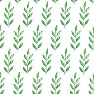 Seamless hand painted green herb pattern