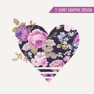 Floral Heart Graphic Design - for t-shirt fashion prints N4