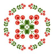 Design elements - round floral frame and scandinavian flower N15