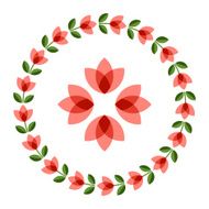 Design elements - round floral frame and scandinavian flower N16