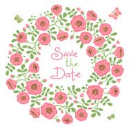 Save The Date Invitation with Floral Wreath N3