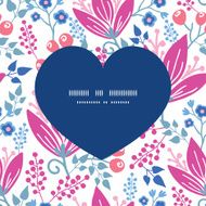 Vector pink flowers heart silhouette pattern frame N2