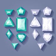 Set of jewels - white and green Colorful gemstones